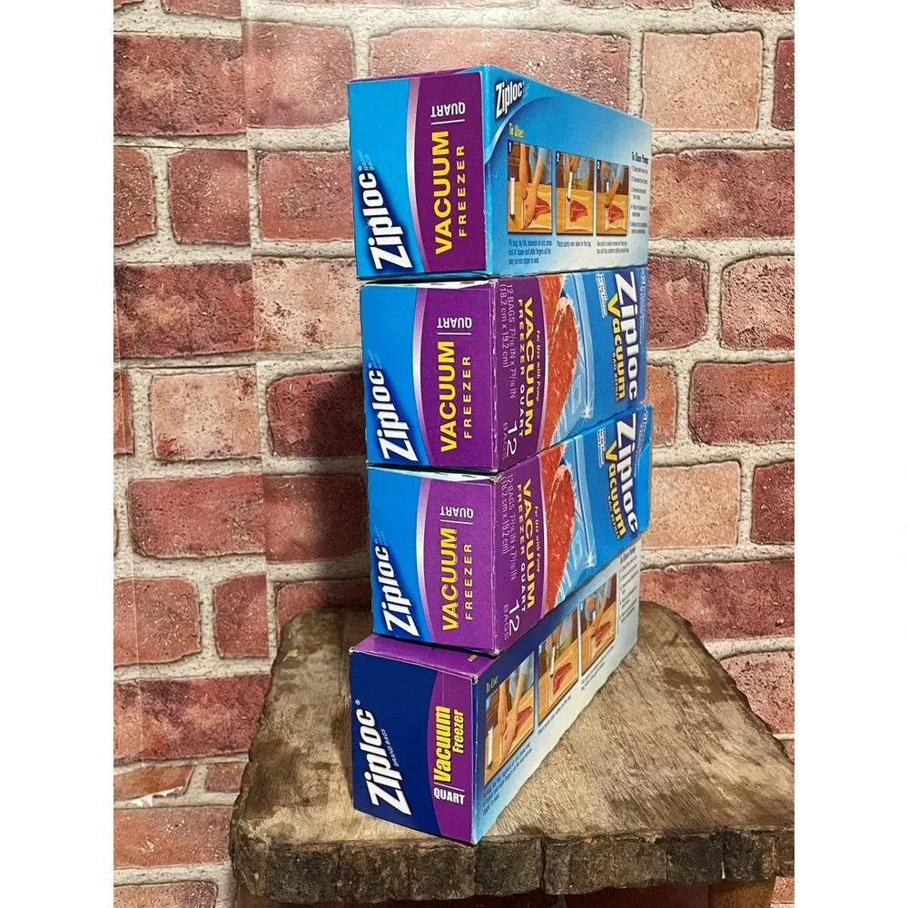 Ziploc Vacuum Freezer Bag Refills Quart Size 12 Count 4 Boxes Total 48 Bags